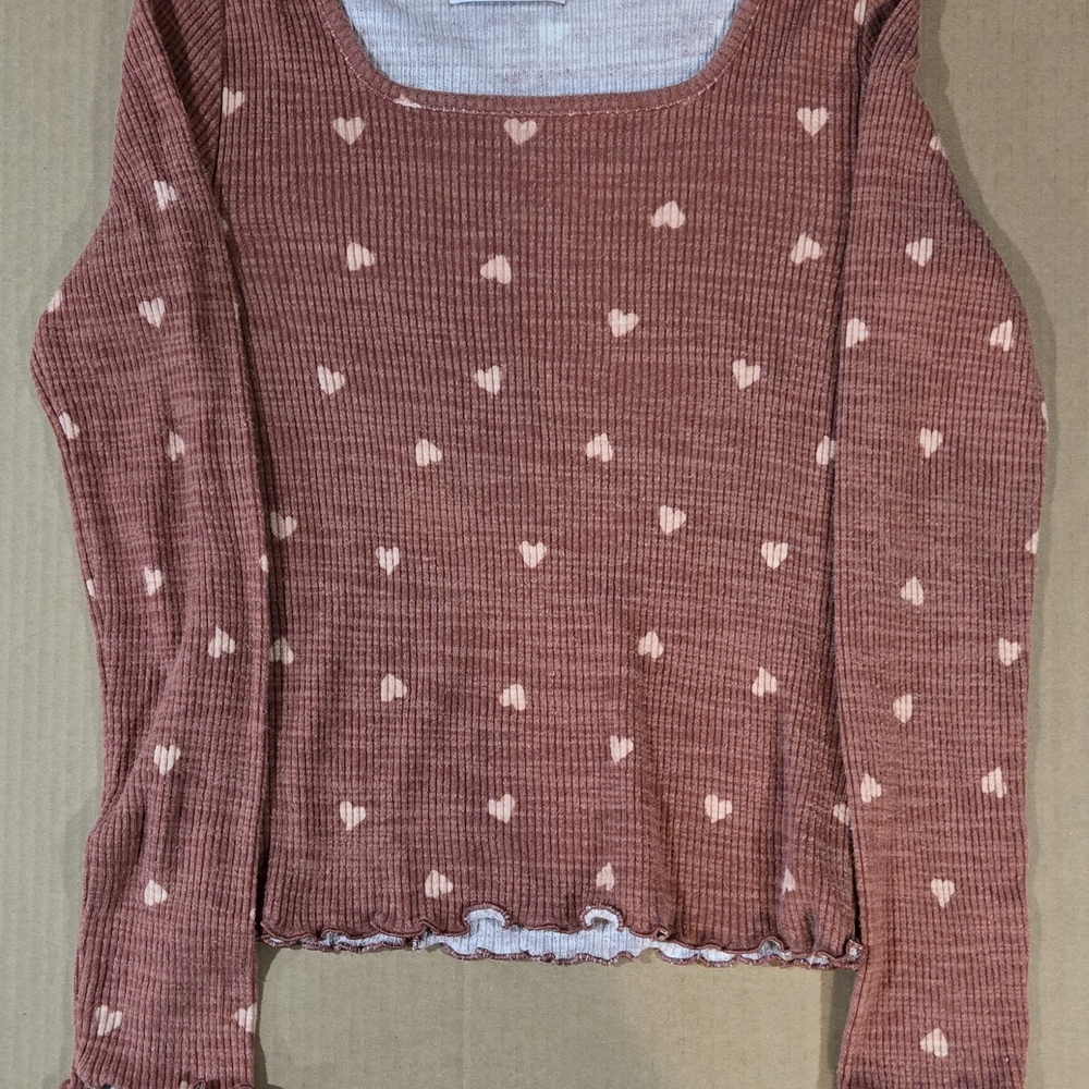Heart Pattern Long Sleeve Kids Tee